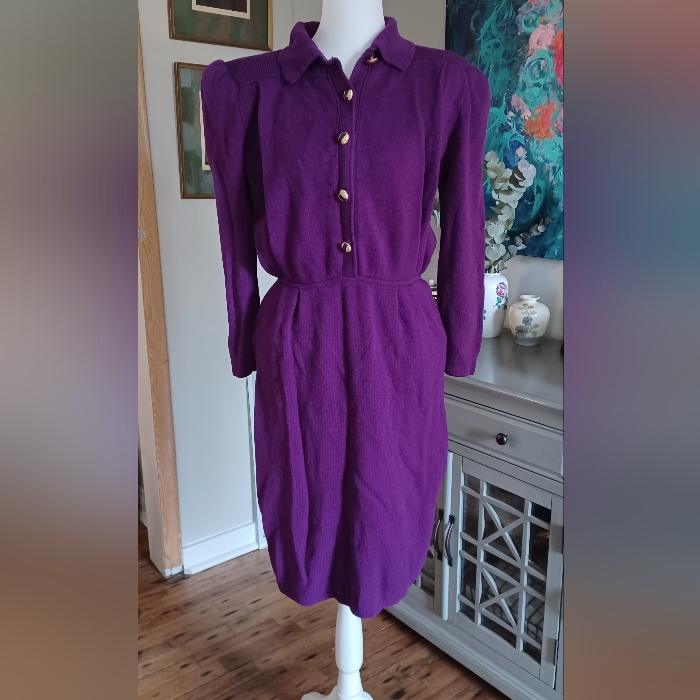 Vintage St. John Vibrant Purple Sweater Dress